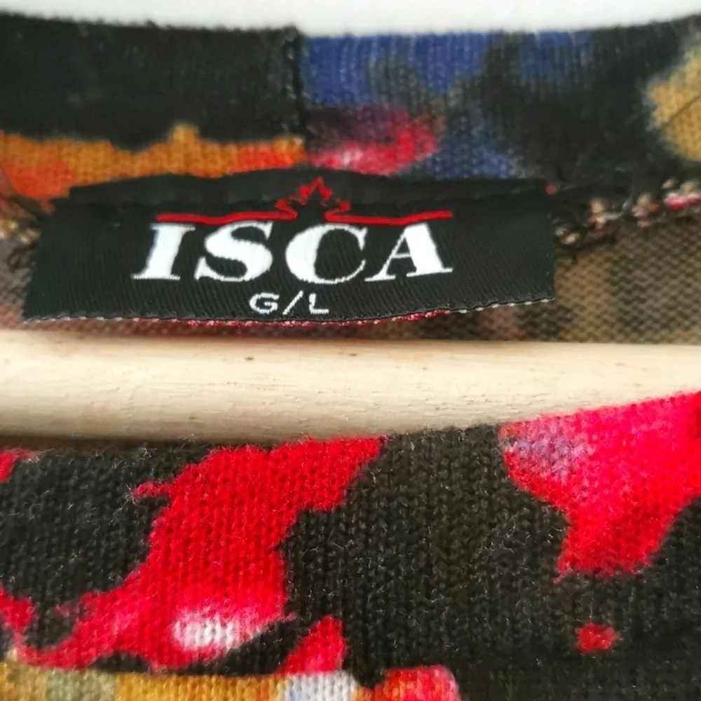 Vibrant arty ISCA long sleeve top. Size large. EUC - Picture 2 of 5
